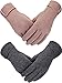 Produktbild Sumind 2 Paar Damen Winter Handschuhe Warmer Plüsch Handschuh Gefüttert Winddicht Handschuhe für Damen und Mädchen (Khaki, Grau)