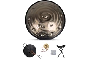 LSZMXI Handpan Drum Instrument, D Minor 12 Notes 22" Steel Hand Drum with Soft Handpan Bag, 2 Handpan Maillets, Handpan Stand, for Sound Healing, Personal Meditation and Relaxation