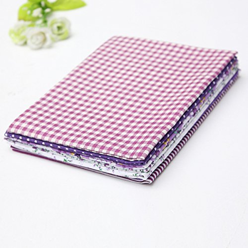 KING DO WAY Baumwollstoff 7X Stoffpakete Patchwork Stoffe Baumwolle Stoffreste Paket Stoffpakete Violett 50x50cm - 4