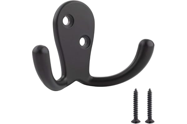 Amazon Basics AB4900-FB-5 Courbé Patère à peignoir, Noir opaque, Irrégulier, 5 pièces