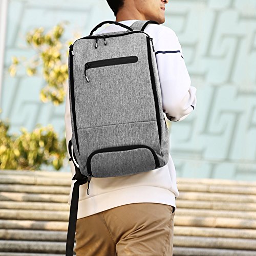 REYLEO Laptop Rucksack Leichtgewichtiger 15.6 Zoll Wasserdichte Laptoptasche Für Alltag Stadt Business Grau - 7