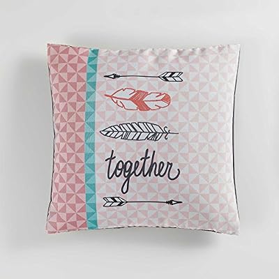 Douceur d'Intérieur Together Housse de Coussin avec Encart, Polyester, Multicolore, 40x40 cm
