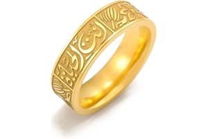 Dreamtimes musulmano Allah Islam Anello per uomini donne Fiori di loto Anelli in acciaio inox Lettera araba Anelli Religiosi Allah
