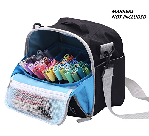 Togood, borsa contenitore per pennarelli, penne, pennelli, matite, libri da colorare, articoli per arte e artigianato, attrezzi, cosmetici, fino a 130 penne Black