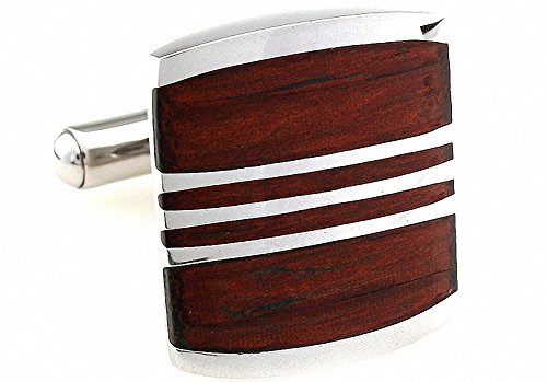 MFYS Damen Edelstahl rot Holz klassisches Hemd Manschettenknöpfe für Herren Designer Manschettenknöpfe