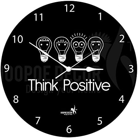 Hoopoe Decor Think Positive White Trendy Wall Clock