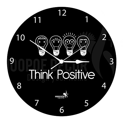 Hoopoe Decor Think Positive White Trendy Wall Clock