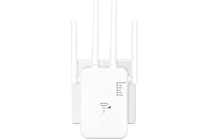 QWDQWD WLAN Repeater WLAN Amplifier 1200 Mbps, WiFi Range Extender DualBand WiFi Booster Internet Amplifier with External 4 Antennas Internet Booster with LAN/WAN Port (White)