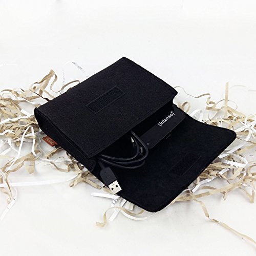 Täschchen Mini Hülle Tasche aus Filz für Zubehör und Accessoires (Netzteil, PC Maus, E-Zigarette, Kosmetik) Schwarz - 7