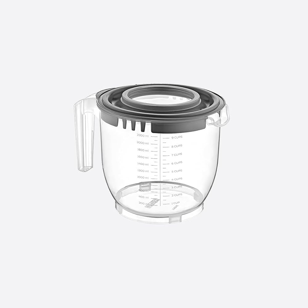 Orret Home 2200 ml Kapaklı Mikser Kabı, Kaydırmaz Tabanlı ve Kulplu, Dayanıklı ve Çok Yönlü Mutfak Aleti PP Plastik