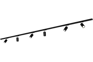 BRILONER - Schienensystem Rail Komplettset, 6x GU10 Spots schwenkbar, Einspeisung, Lichtschienensystem Decke, Strahler Schiene, Deckenlampe, Deckenleuchte, Spotlight, 2,25m, Schwarz
