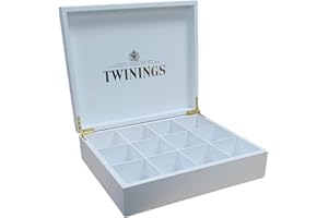 TWININGS COMPARTMENT BOX Twinings 12 White Wooden Compartment Box Tea Chest Gift (No Tea)
