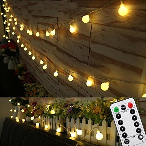 Globe Fairy Lights with Remote Timer USB Powered FFNW 5M/16.4FT White Ball Decorative LED String Lights for Bedroom, Garden, Patio, Wedding, Party, Christmas (Warm White, Dimmable)