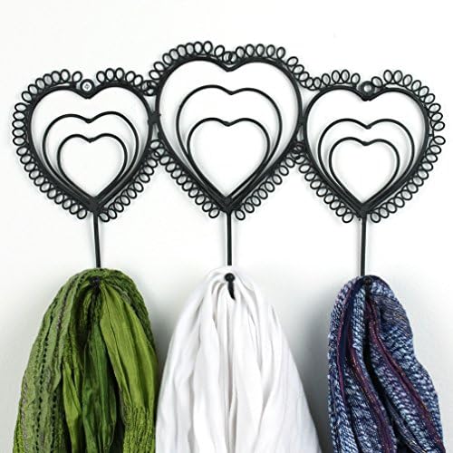 Heart Coat Hanger Wall Cream Vintage Hooks Shabby Chic Bathroom Bedroom Kitchen