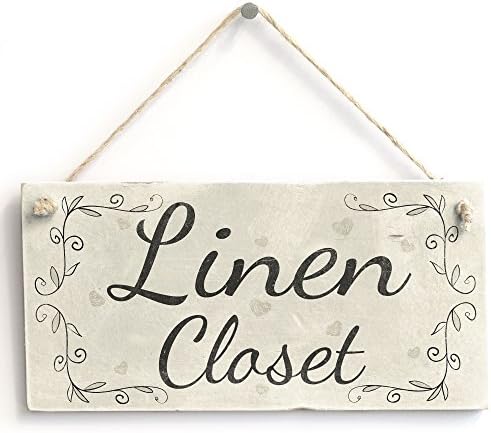 Linen Closet Hanging Door Sign, Cottage Style Home Decor | Classic storage space room marker