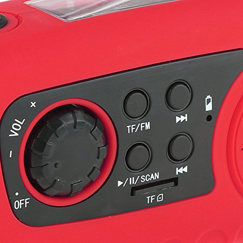 IntiPal FM Solar Radio Solarradio mit Kurbel Kurbeldynamo LED Taschenlampe Notfall Ernstfall USB Handy Ladegerät Camping Outdoor (Rot) - 2