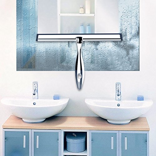 Dusche Fenster Rakel Edelstahl Rakel für Badezimmer, Spiegel, Fenster Reinigungsset, 1 Squeegee with 2 Holder - 3