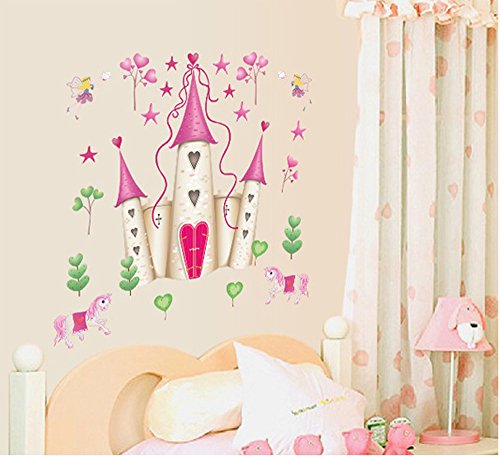 ufengke® Cartoon Prinzessin Schloss Wandsticker,Kinderzimmer Babyzimmer Entfernbare Wandtattoos Wandbilder