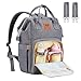Produktbild Baby Wickelrucksack Wickeltasche Rucksack - WoNiu Wasserdicht Oxford Multifunktions Große Kapazität Babytasche mit Kinderwagenhaken für Unterwegs Unisex (grau)