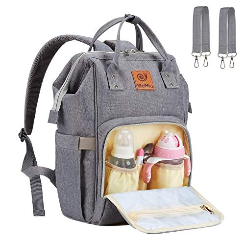 Preisvergleich Produktbild Baby Wickelrucksack Wickeltasche Rucksack - WoNiu Wasserdicht Oxford Multifunktions Große Kapazität Babytasche mit Kinderwagenhaken für Unterwegs Unisex (grau)