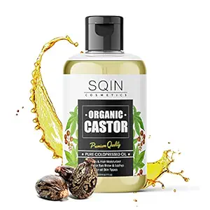 SqinCosmetics USDA Organic Cold Pressed Castor Oil - 200ml For Hair Growth, Skin Care, Nails, Eyelash (No Mineral Oil, Hexane & Chemical Free)