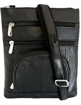 Schwarzes Leder Reisetasche - Herren Tasche Echtleder - Schultertasche Brustbeutel - Holster Seite or - Toller...