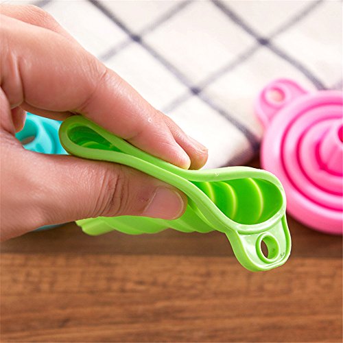 ELINKUME Mini-Silikon Gel praktische faltbare Faltung Funnel Trichter Küchenhelfer (Runde Form) (Grün) - 3