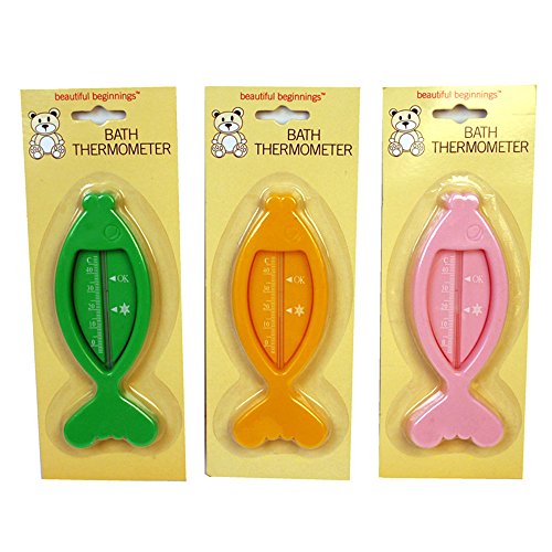 Beautiful Beginnings Fish Shaped Bath Thermometer Pink Yellow Green Baby Safety
