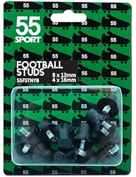 55 Sport World Cup Ersatz Fußball Schuh Stollen, Black Nylon, 12x13 mm + 4x16 mm