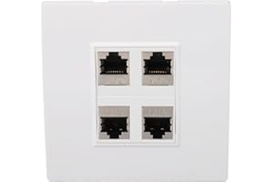 ANNADUE Placa Frontal Ethernet CAT6, Placa de Pared de Enchufe Hembra a Hembra de 4 Puertos para Caja de Enchufe de Red de Cable Ethernet para CAT5 CAT5E CAT6 CAT6A
