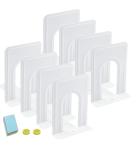 Reggilibri In Metallo ALCO - Bianco, 2 Pezzi, 85x140x140 Mm - Foto 3