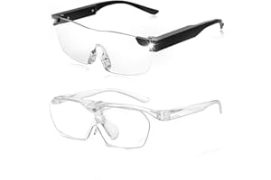 SKYWAY 2 Pack Magnifying Glass with Light,160% Magnifying Glasses for Hobbies Reading Close Work, Hands Free Rechargeable Magnifier Eyeglasses