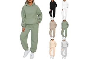 Earnmore Damen Hausanzug mit Kapuze 2 Teile, Damen Jogginganzug Set Sweatshirt mit Hose Elegant Freizeitanzug,Sport Hosenanzug Langarm Hoodie Hausanzug