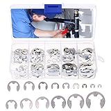 【Material de alta calidad】: Hecho de acero inoxidable duradero tratado térmicamente con resistencia a la tracción mejorada, buena resistencia a la corrosión y resistencia al aceite. Kit surtido E-Clip de acero inoxidable de 304 grados. Anillo de retención externo de alta calidad con anillo de retención de acero inoxidable. Kit de surtido de anillos de anillo de seguridad internos.