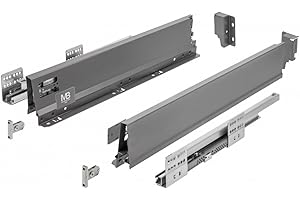 GTV - Rails de tiroir Modern Box Pro I L = 300 mm H = 84 mm I Anthracite I Tiroir à fermeture silencieuse I La synchronisation de la trajectoire des guides I Charge jusqu'à 40 kg I PB-MBPRO-KPL300A