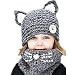 Produktbild Fletion Kinder Mädchen Jungen Strickmütze Schal Set Unisex Kinder Winter Warme Schlauchschal Beanie Mütze Ohren Cap Set,Marine Blau