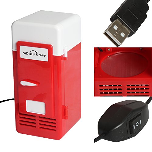 Sidiou Group Handliche Mini-USB-Kühlschrank Cooler Gadget Beverage Getränkedosen Kühler / Wärmer Kühlschrank rot - 6