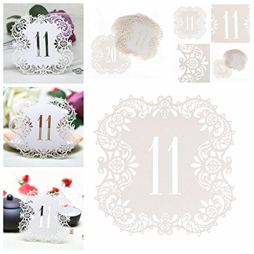 hyalinität & Dora Hochzeit Tisch Zahlen 1–20 Tischkarten für Hochzeit oder Party oder Event - 4