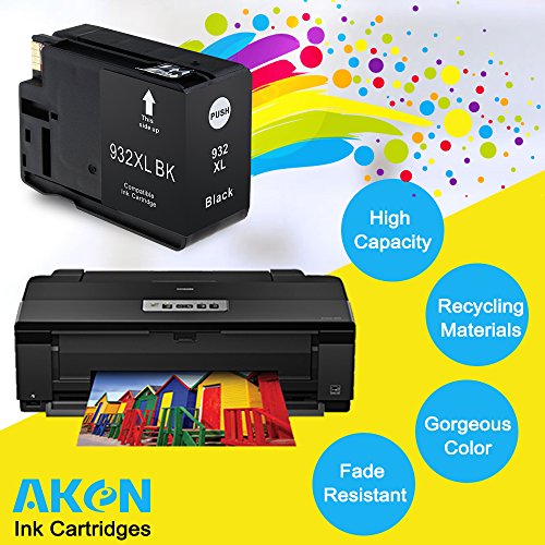 AKEN 1 Farbe (Schwarz * 2) Ersatz für HP 932XL 933XL Tintenpatronen Kompatibel mit HP OfficeJet 6600 6700 6100 7610 7110 Drucker - 2