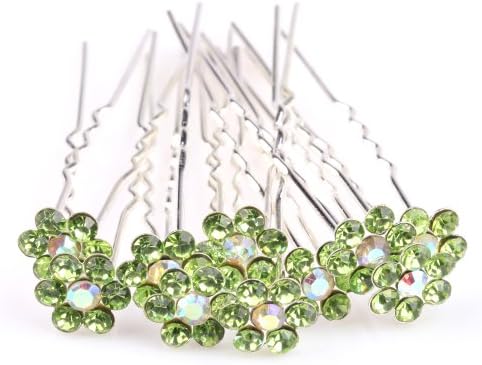 ILOVEDIY 10pcs Crystal Hair Pins with Pearl Accessories for Buns Bridal Weddings (#6)