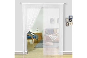 HSYLYM Pantalla de Cortinas de Cuerdas Cuentas,para decoración del hogar,Blanco,244x229cm