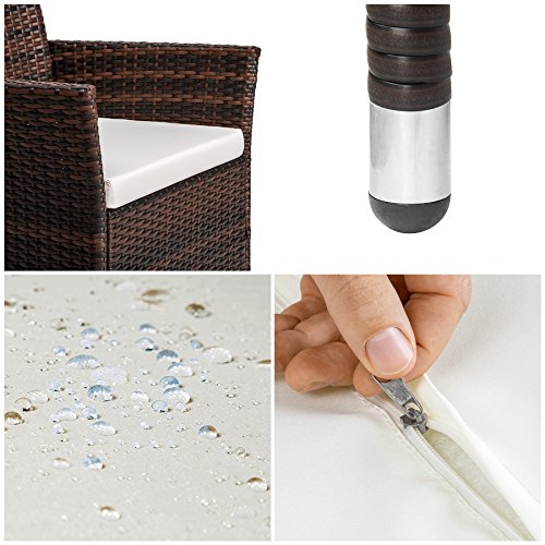 TecTake Poly Rattan Gartenmöbel Gartengarnitur Essgruppe 4+1 | mit Edelstahlschrauben - diverse Farben - (Mixed Braun | Nr. 402043)
