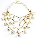 Edle Damenkette Kette Damen Perlen Kette Seltenes Design Perle Kette Besatz in Gold Collier Charmcollier Halskette Golden Shadow Collection Traumhaftes Damen Halsschmuck Understatement Kette