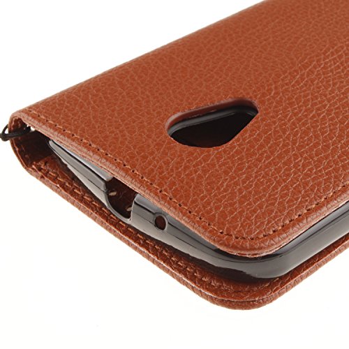 Cozy Hut Motorola Moto G2 Lederhülle,Magnetverschluss Schutzhülle Folio Cover für Motorola Moto G2 Braun Ledertasche im Bookstyle mit Kartenfächer und Standfunktion Hülle Motorola Moto G2 Handy taschen Classic Series Leder Schale [Built-in Card Slots] Brieftasche Etui Schutz Flip Leather Case – Braun - 3