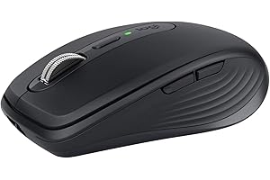 Logitech MX Anywhere 3 Mouse Compatto, Wireless, Scroller Elettromagnetico, Ergonomico, Sensore 4000 DPI, Pulsanti Custom, USB-C, Bluetooth, Mac, iPad, Windows, Linux, Chrome, Nero