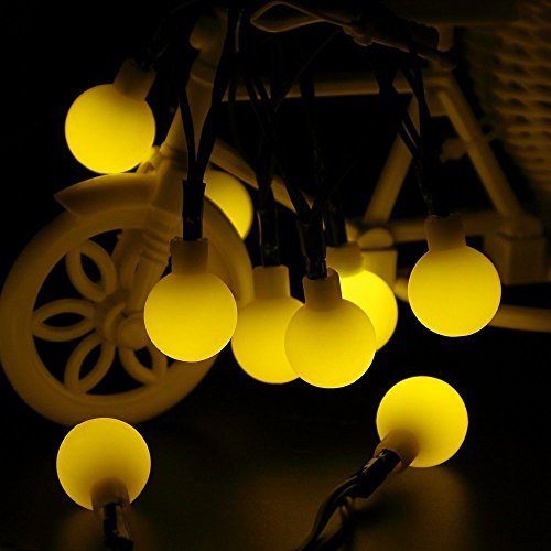 Solar String Lights, 50LEDs 23ft Waterproof Warm White Globe Ball Fairy Lights for Outdoor, Garden, Patio, Yard, Home, Trees, Parties, Weeding, Holiday Decorations