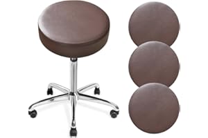 DONGKER Fundas redondas para taburetes, 4 fundas de asiento impermeables de poliuretano con bandas elásticas para sillas redondas de bar de 11 a 14 pulgadas de diámetro