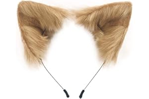 PPFINE Copricapo fatto a mano con orecchie di gatto, lupo, volpe, accessori per costume di Halloween, Natale, cosplay