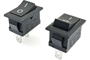 JZK 2Pcs On/Off Rectangle Mini Rocker Switch, 2 Position SPST 2 Pin Snap 6A 250V/10A 125V AC for Car Auto Boat Household Appliances