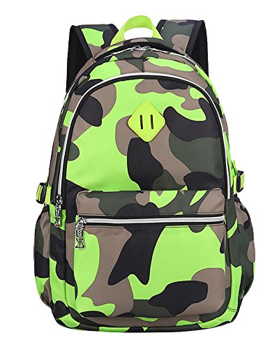 Preisvergleich Produktbild Kinder Großen Kapazität Schulrucksack mit Unisex Schulmäppchen Daypack Tarnung Tasche Sports Grün